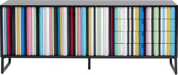 Komoda kolorowa z szufladami i drzwiami MDF 186 cm podstawa czarna stalowa – obraz-1