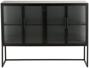 Komoda metalowa czarna z przeszklonymi frontami metalowymi nogami 120x35 cm – obraz-1