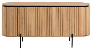 Komoda drewniana mango naturalna owalna z czarnymi metalowymi nogami 170x50 cm – obraz-1