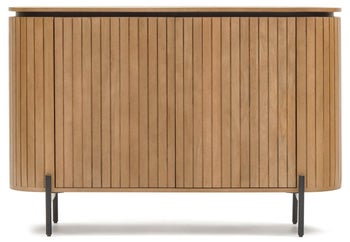 Komoda 2-drzwiowy z litego drewna mango i czarnego metalu 120x80 cm – obraz-1