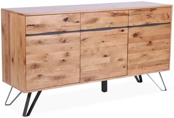 Dębowa komoda z czarnymi nogami stylowa do salonu 160x45 cm – grafika-1.