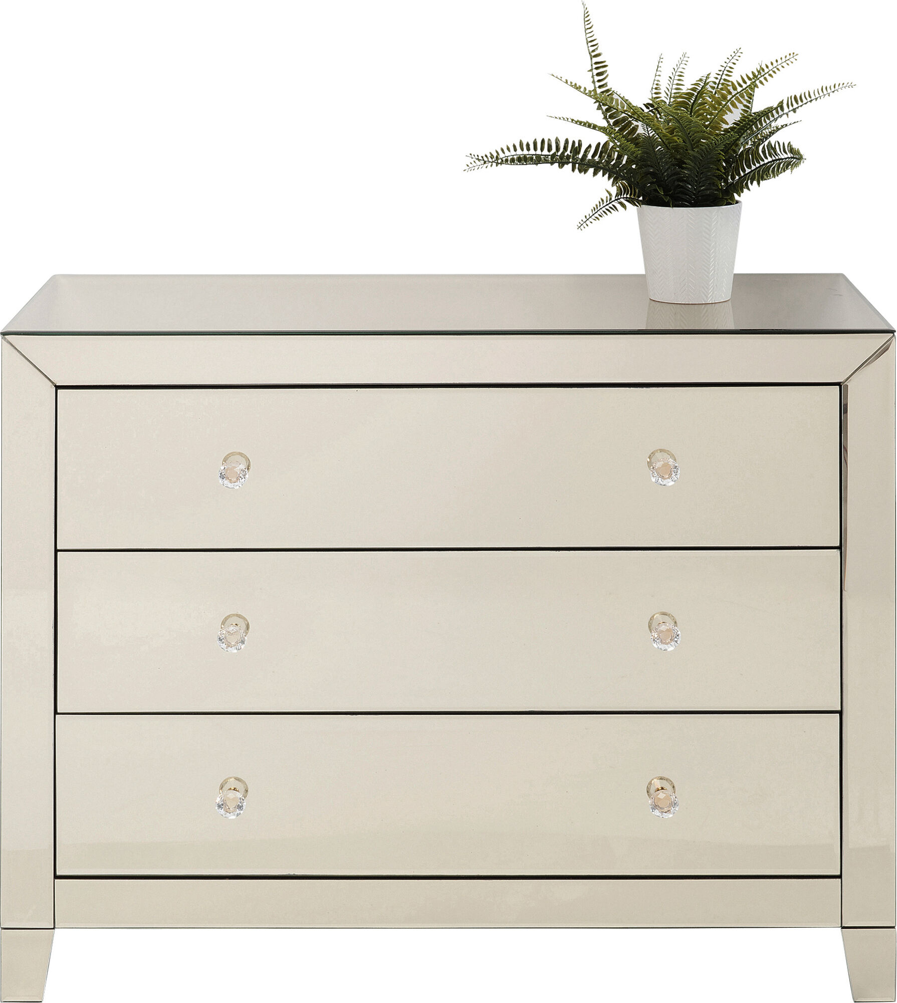 Komoda lustrzana szampańska blat lustro 91 x 41 cm – obraz-1