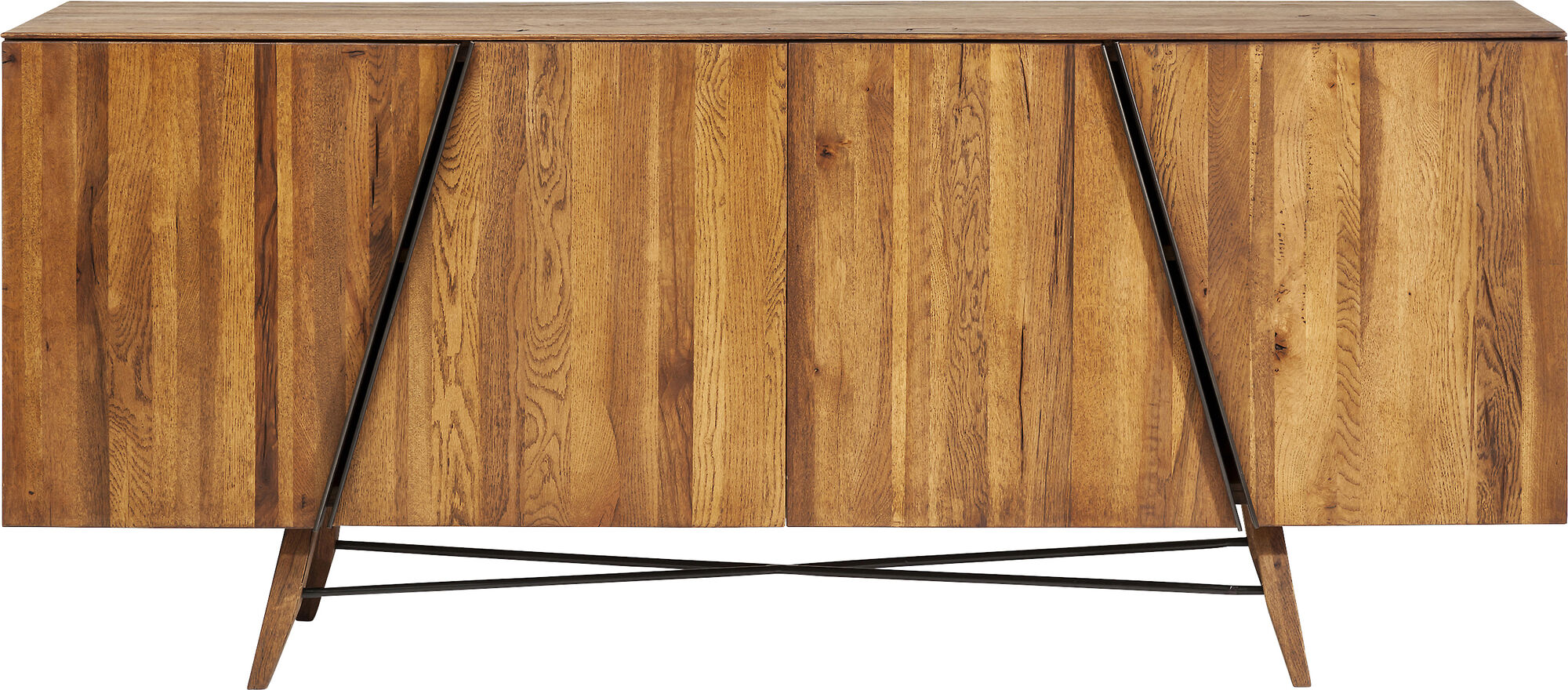 Komoda drewniana dębowa naturalna brązowa 200 x 46 cm – obraz-1