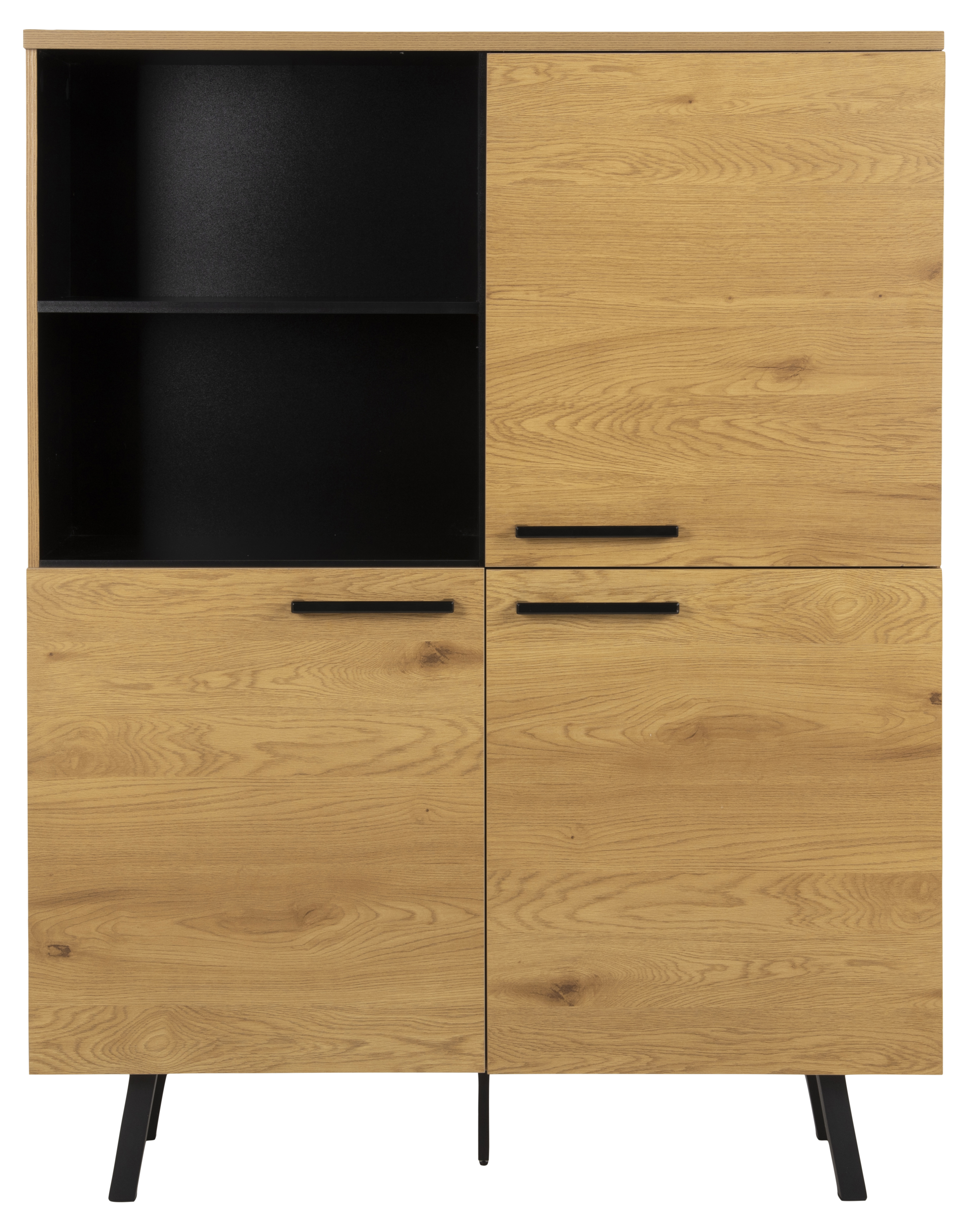 Komoda naturalna z czarnymi nogami i uchwytami  120x40 cm – obraz-1