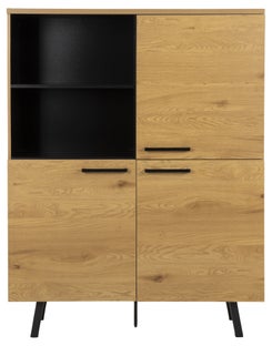 Komoda naturalna z czarnymi nogami i uchwytami 120x40 cm – obraz-1