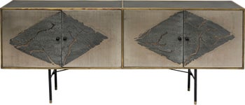 Komoda metalowa czarna złota z metalowymi nogami  183 x 42 cm – obraz-1