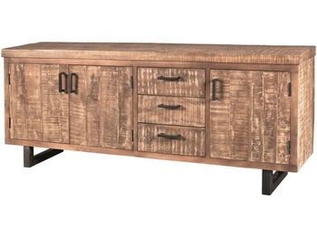 Komoda vintage z drewna mango 200 x 83 cm nogi czarne – obraz-1