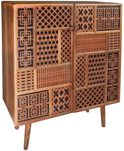 Komoda z drewna mango w kolorze naturalnym i czarnym do stylowego wnętrza – grafika-1.