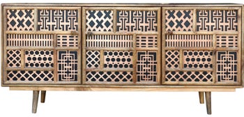 Orientalna komoda drewniana z czarnymi akcentami 160x75 cm – grafika-1.