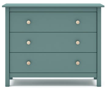 Komoda drewniana zielona 3 szuflady 100x40 cm sosna – obraz-1