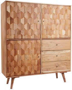 Brązowa komoda z drewna akacjowego o nowoczesnym stylu – grafika-1.