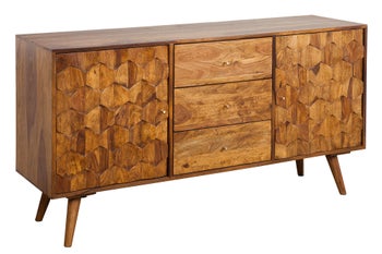 Ciemnobrązowa komoda z drewna akacjowego z unikalnymi detalami – grafika-1.