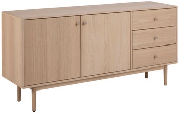 Komoda fornirowana z 3 szufladami 160 x 75 cm beżowa – obraz-1