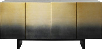 Komoda nowoczesna 4-drzwiowa do salonu front czarno-złoty 160x78 cm – obraz-1