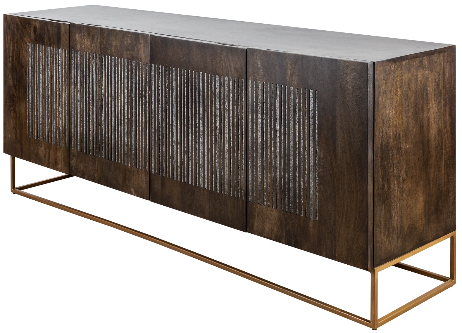 Brązowa komoda z drewna mango w stylu vintage z metalowymi nogami – grafika-1.