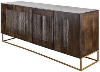 Brązowa komoda z drewna mango w stylu vintage z metalowymi nogami – grafika-1.