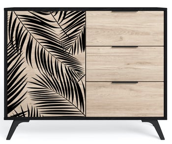 Komoda nowoczesna ozdobny front 3 szuflady 92x40 cm naturalna – obraz-1