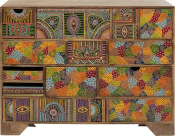 Komoda drewniana kolorowa z szufladami 118x40 cm – obraz-1