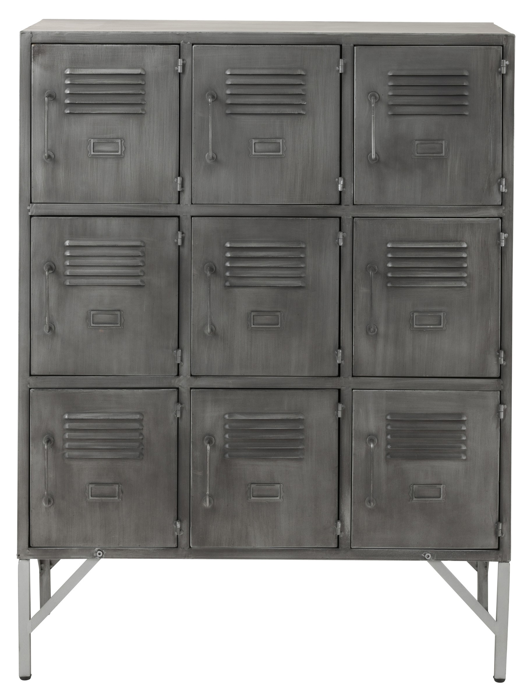 Komoda metalowa srebrna z szufladami i metalowymi nogami 86 x 41 cm – grafika-1.