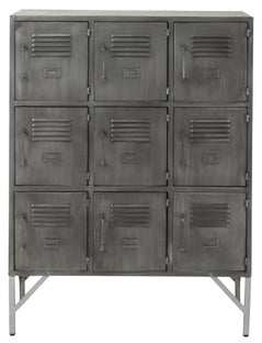Komoda metalowa srebrna z szufladami i metalowymi nogami 86 x 41 cm – grafika-1.
