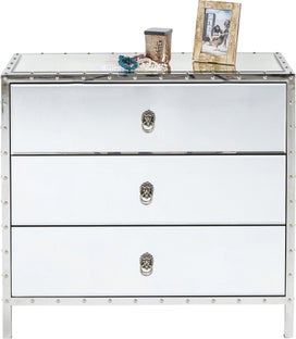 Komoda lustrzana z szufladami i stalowymi nogami 85x35 cm – obraz-1