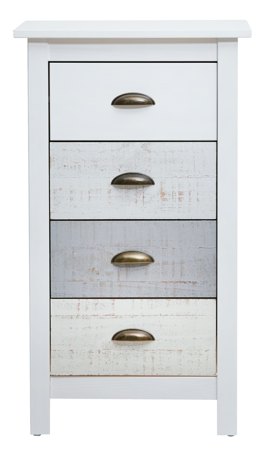 Komoda drewniana przecierana w odcieniach szarości z metalowymi uchwytami 46x35 cm – obraz-1