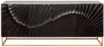 Czarna komoda czterodrzwiowa z złotymi nogami nowoczesny design – grafika-1.