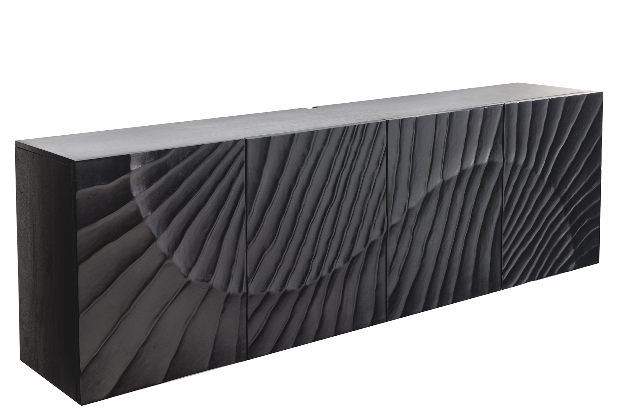 Komoda SCORPION 180 cm 3D wisząca drewno mango czarne – grafika-1.