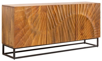 Komoda z drewna mango brązowa z metalową podstawą do salonu – grafika-1.