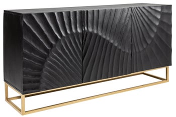 Elegancka komoda do salonu z drewna mango z metalową podstawą – grafika-1.