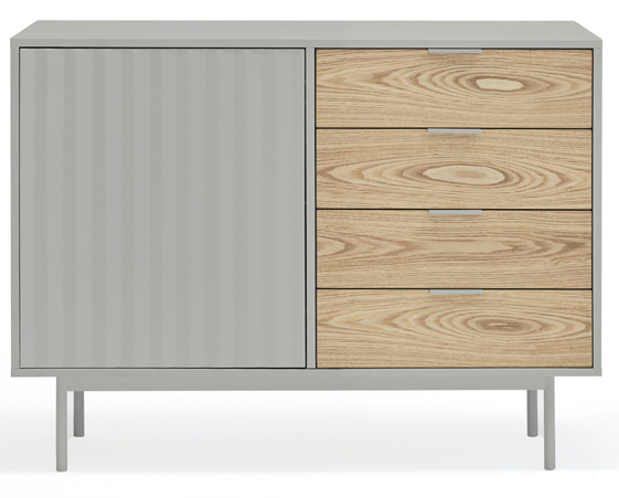 Komoda z 4 szufladami 108x47 cm szaro-drewniana – obraz-1