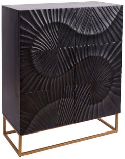 Czarna komoda dwudrzwiowa z złotymi nogami w stylu glamour – grafika-1.