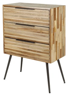 Komoda z drewna tekowego na długich czarnych nóżkach 60x80 cm postarzana – obraz-1