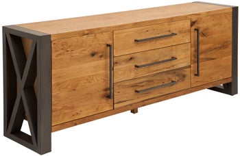 Komoda dębowa o naturalnym wykończeniu z grafitowymi nogami do nowoczesnych wnętrz – grafika-1.