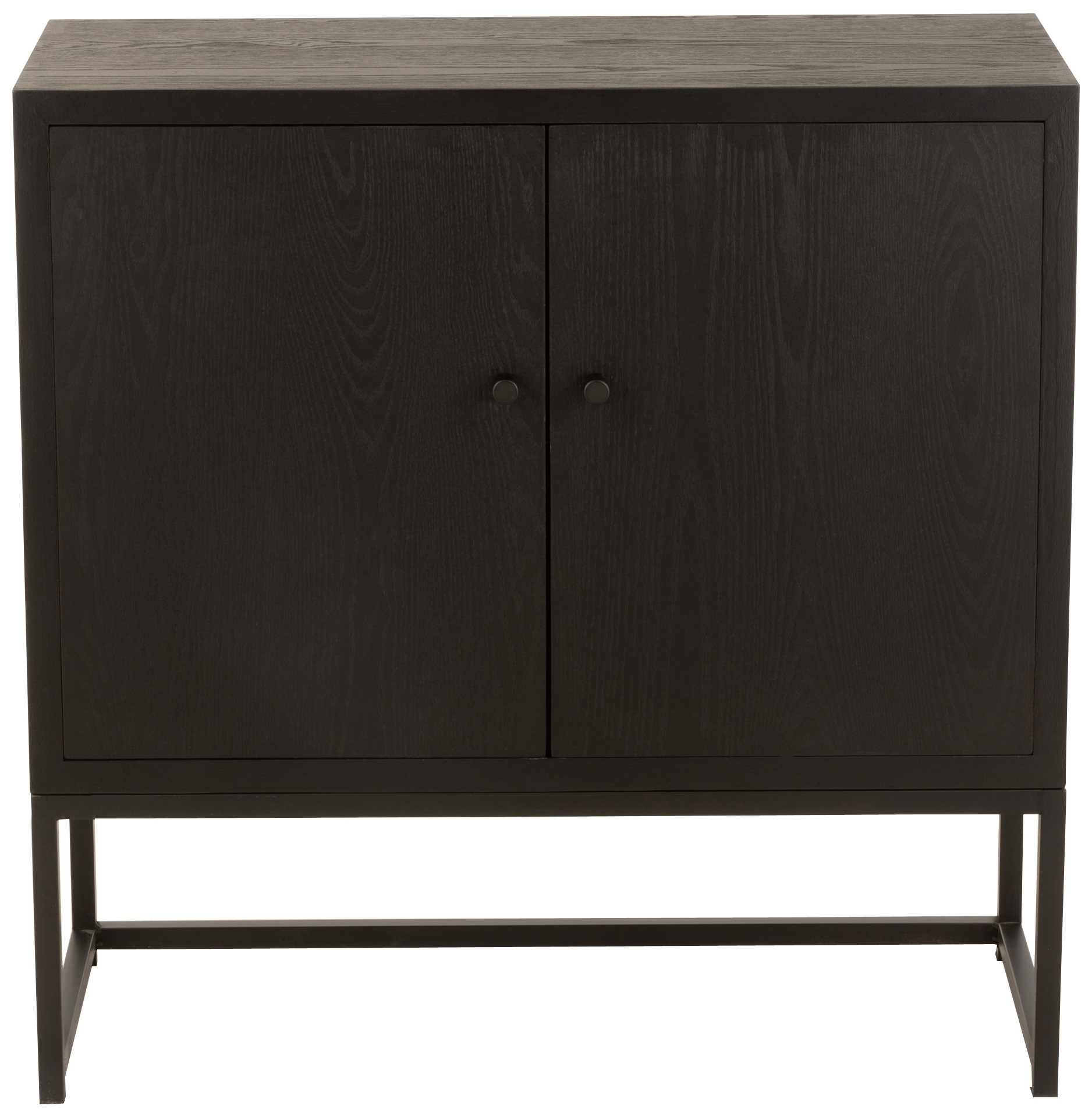 Komoda czarna fornirowana z metalowymi nogami 80x35 cm – obraz-1