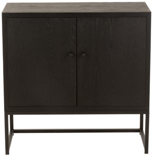 Komoda czarna fornirowana z metalowymi nogami 80x35 cm – obraz-1