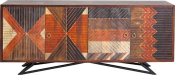 Komoda drewniana kolorowa nogi czarne stalowe 177x75 cm – obraz-1