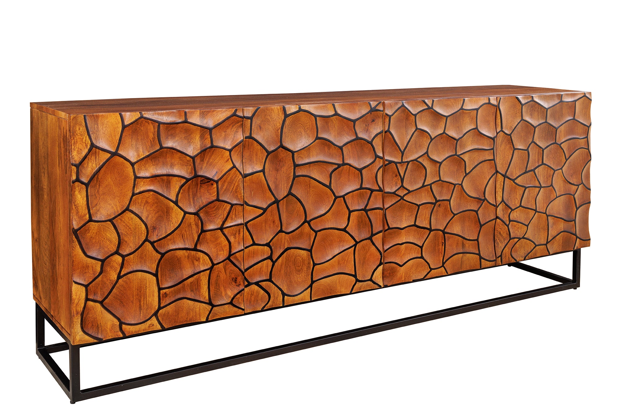 Komoda VULCANO 180 cm 3D mozaika drewno mango brązowe – grafika-1.