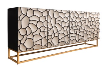 Komoda VULCANO 180 cm 3D mozaika drewno mango czarne białe – grafika-1.