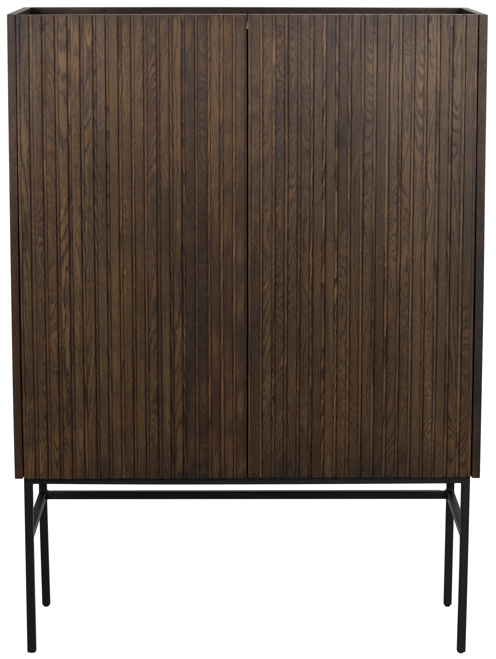 Komoda wysoka 2-drzwiowa brązowa nogi czarne 100x140 cm – obraz-1