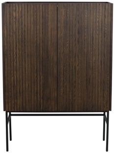 Komoda wysoka 2-drzwiowa brązowa nogi czarne 100x140 cm – obraz-1