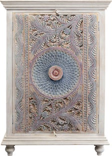 Komoda wysoka 2-drzwiowa z drewna mango front kolorowy 95x140 cm – obraz-1