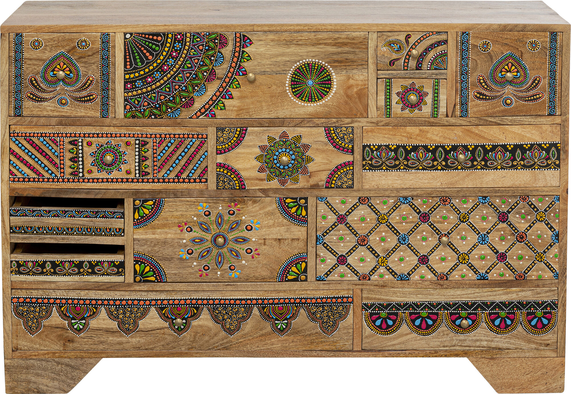 Komoda z 14 szufladami drewno mango kolorowe ornamenty 115x80 cm – grafika-1.