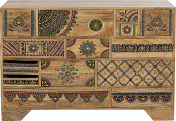 Komoda z 14 szufladami drewno mango kolorowe ornamenty 115x80 cm – grafika-1.