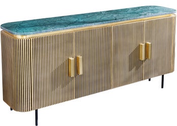 Komoda z ryflowanym złotym frontem i marmurowym zielonym blatem 160x80 cm – grafika-1.