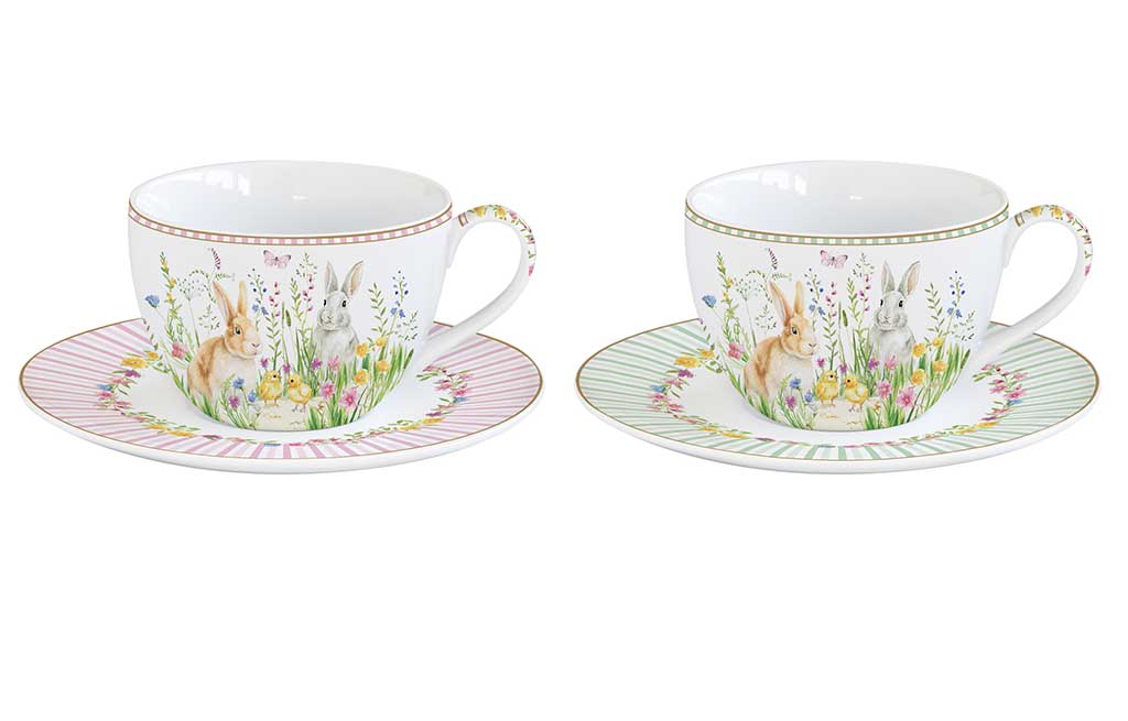 Комплект чаши за чай с чинийки в кутия HAPPY EASTER – изображение-1