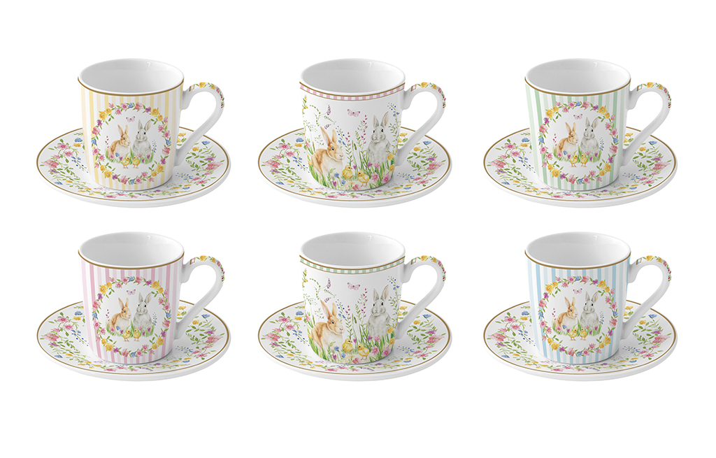 Комплект чаши за кафе с чинийки HAPPY EASTER – изображение-1