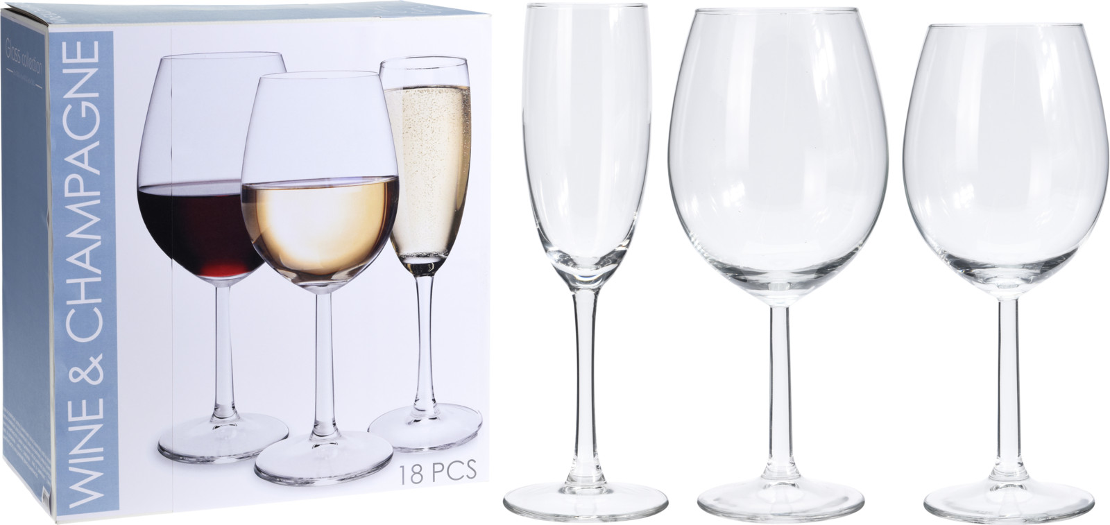 Комплект чаши за шампанско, бяло и червено вино – изображение-1