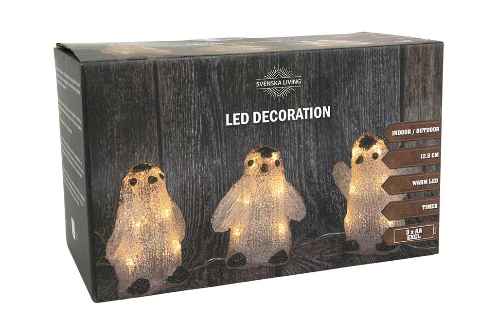 Комплект декоративни LED пингвини – изображение-1
