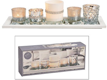 Комплект свещници с декоративен поднос – изображение-1